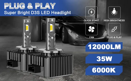 Plug & Play Powerful White Light 10000lm 6500K D2s LED Kit Conversion From Xenon HID to LED Headlight Bulbs
