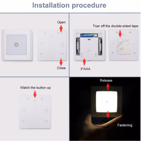 300 Lumen Indoor Battery Powered LED Night Sensor Lamp Home Decorative PIR Sensor Ceiling LED Lá Mparas De Gabinete Lighting 80PCS SMD LED Cabinet Light
